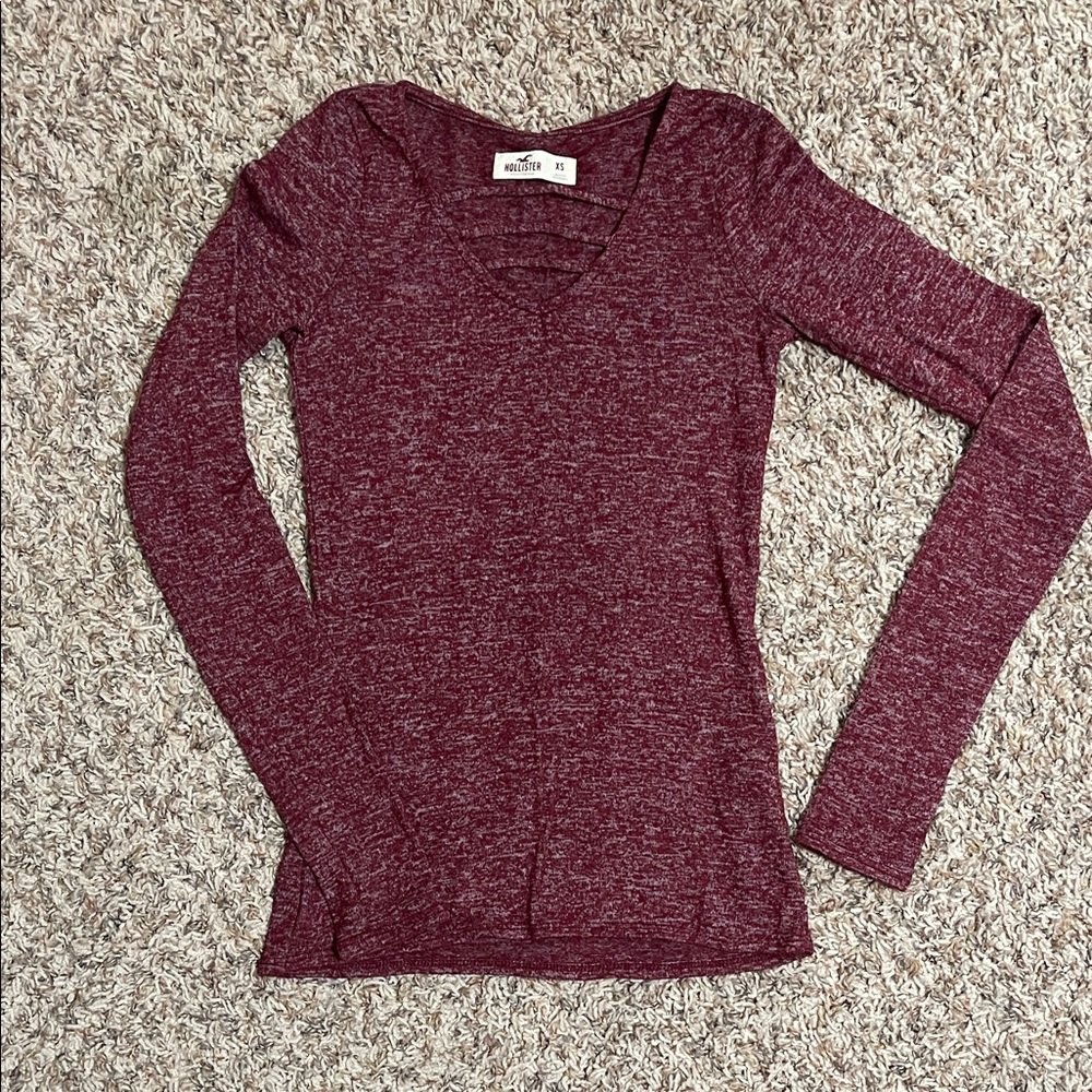 Hollister Burgundy Long Sleeve Women's Tee